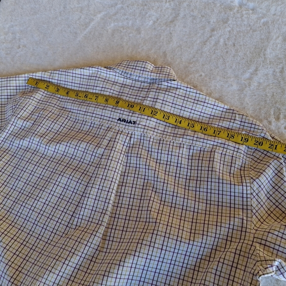 Ariat Pro Series Plaid Brown Tan Button-Down Short Sleeve Shirt Men Size X-Large - Picture 15 of 16